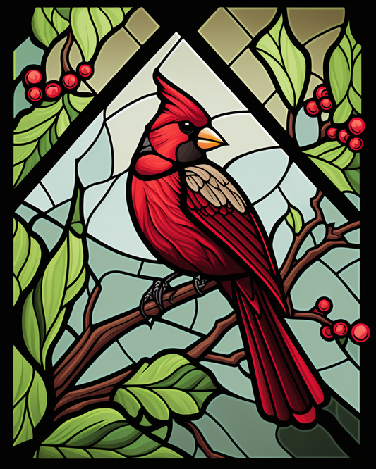 Abstract Cardinal Panel Diamond Art Kit