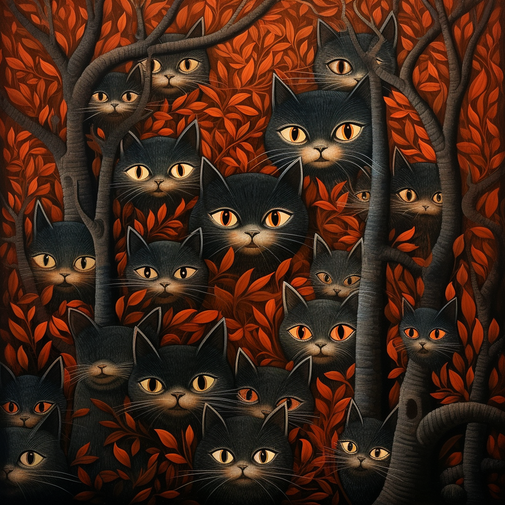 Abstract Cats and Leaves Diamond Art Kit