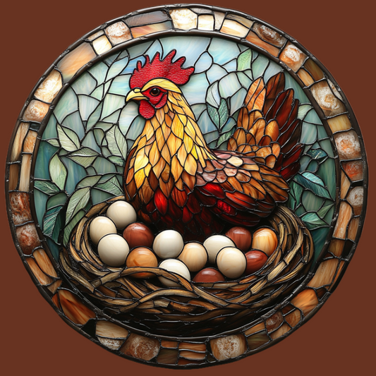Abstract Chicken and Eggs Circle Diamond Art Kit