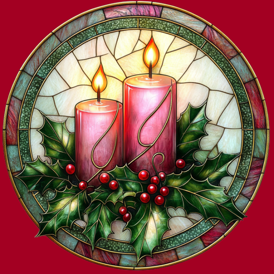 Abstract Christmas Candle Circle Diamond Art Kit