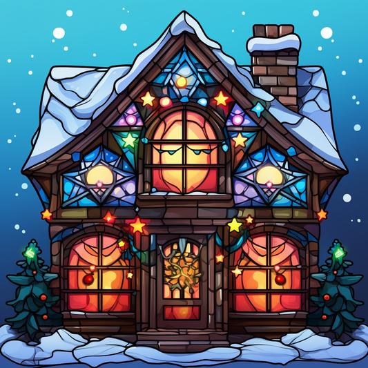 Abstract Christmas Decorated House Diamond Art Kit