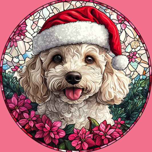 Abstract Christmas Hat Poodle Diamond Art Kit