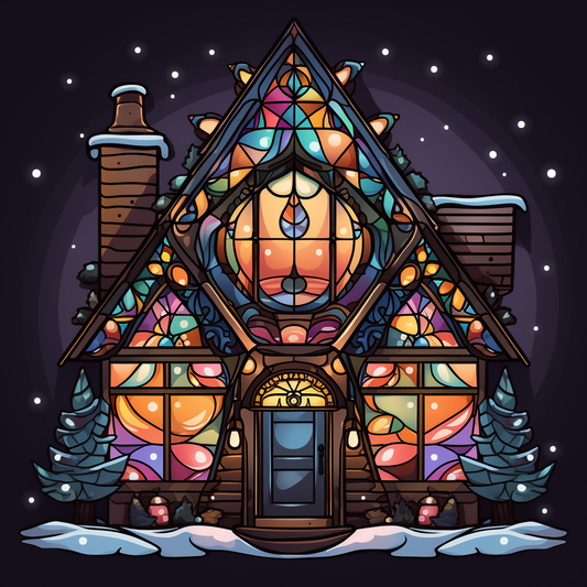 Abstract Christmas Snow Cottage Diamond Art Kit
