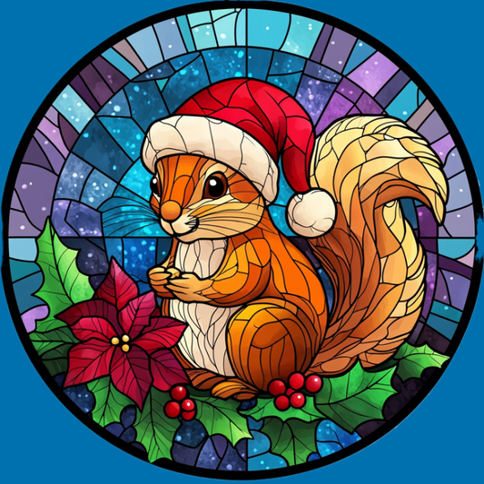 Abstract Christmas Squirrel Circle Diamond Art Kit