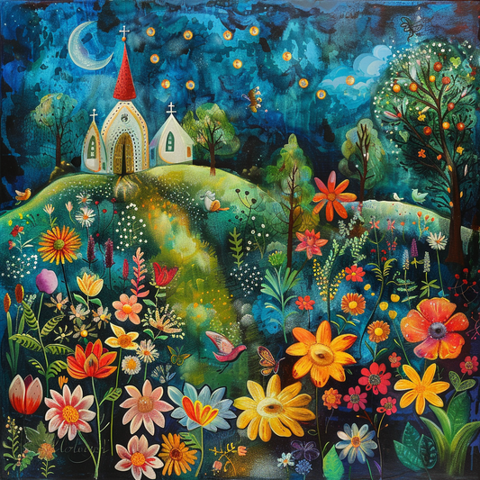 Abstract Church on the Hill Diamond Art Kit