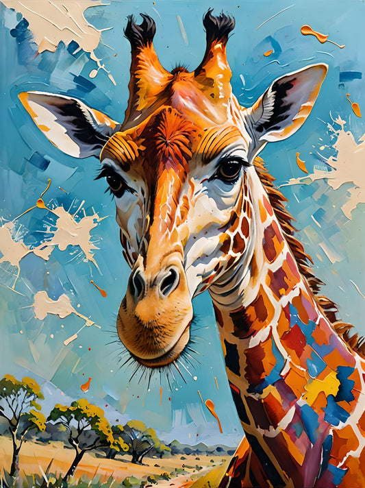 Abstract Close Up Painted Giraffe Diamond Art Kit