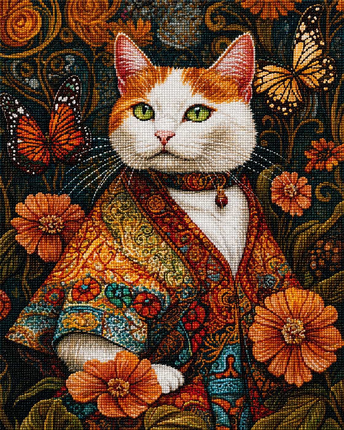 Abstract Coat Cat Diamond Art Kit — diamond art kit canvas