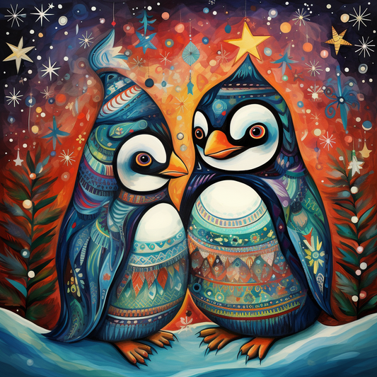Abstract Coat Penguins Diamond Art Kit