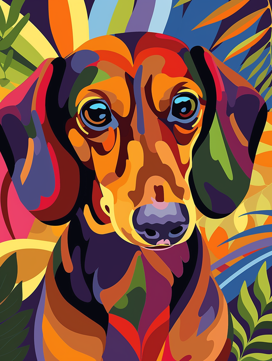 Abstract Colored Dachshund Diamond Art Kit