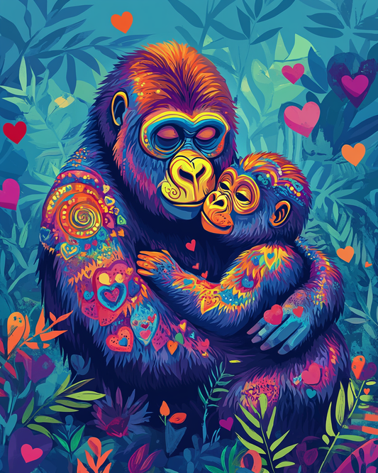 Abstract Colored Gorillas Diamond Art Kit