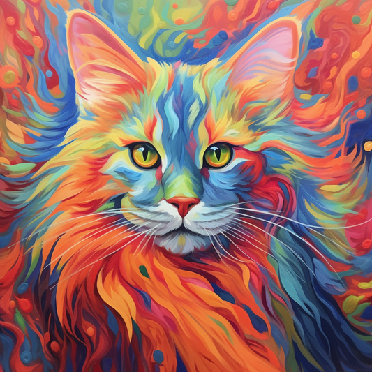 Abstract Colored Maine Coon Diamond Art Kit