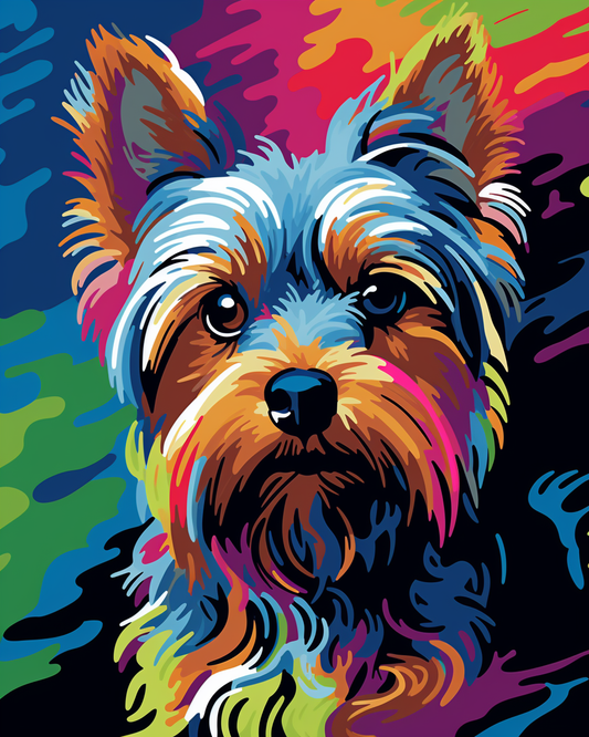 Abstract Colored Yorkshire Terrier Diamond Art Kit