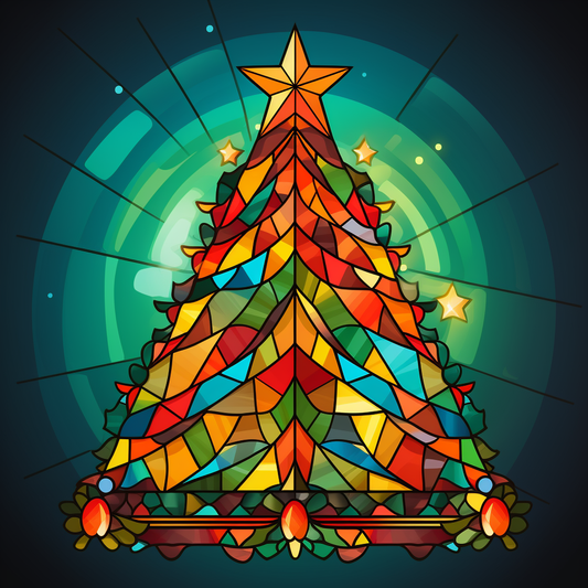 Abstract Colorful Christmas Tree Diamond Art Kit