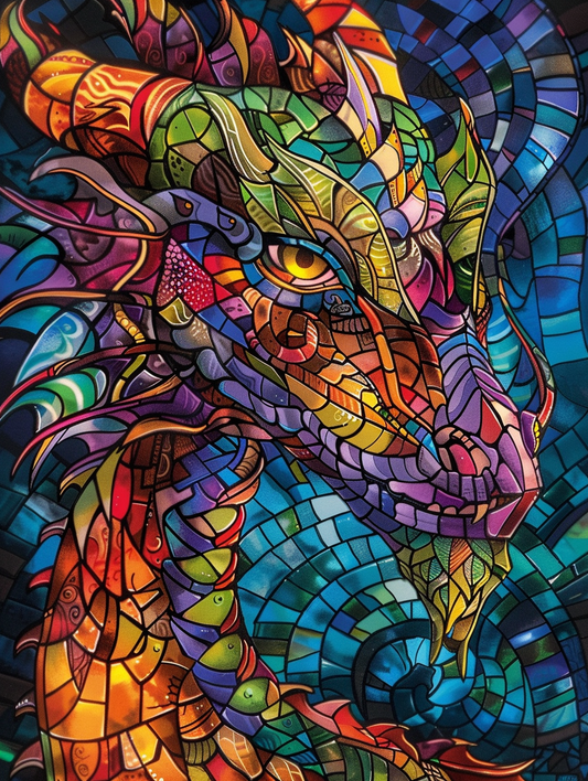 Abstract Colorful Dragonhead Diamond Art Kit
