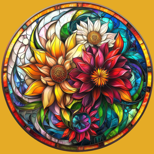 Abstract Colorful Flowers Circle Diamond Art Kit