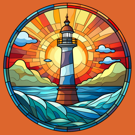 Abstract Colorful Lighthouse Circle Diamond Art Kit