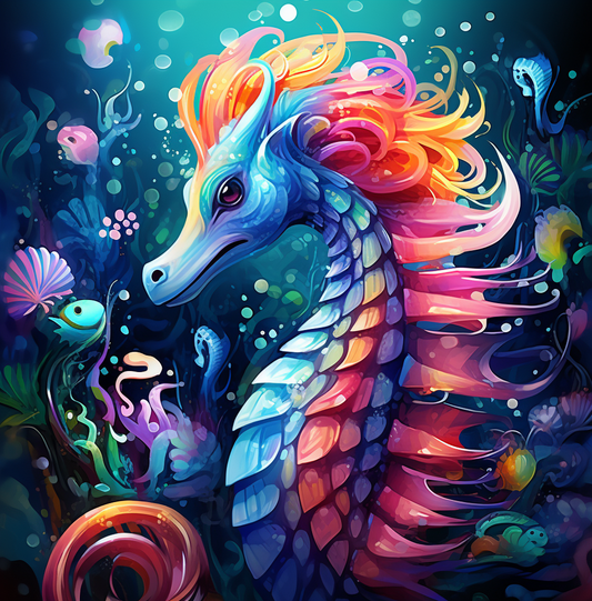 Abstract Colorful Sea Horse Diamond Art Kit