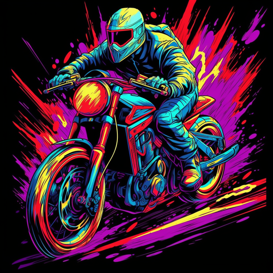 Abstract Color Motorcycle Rider Diamond Art Kit