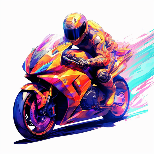 Abstract Color Street Bike Rider Diamond Art Kit