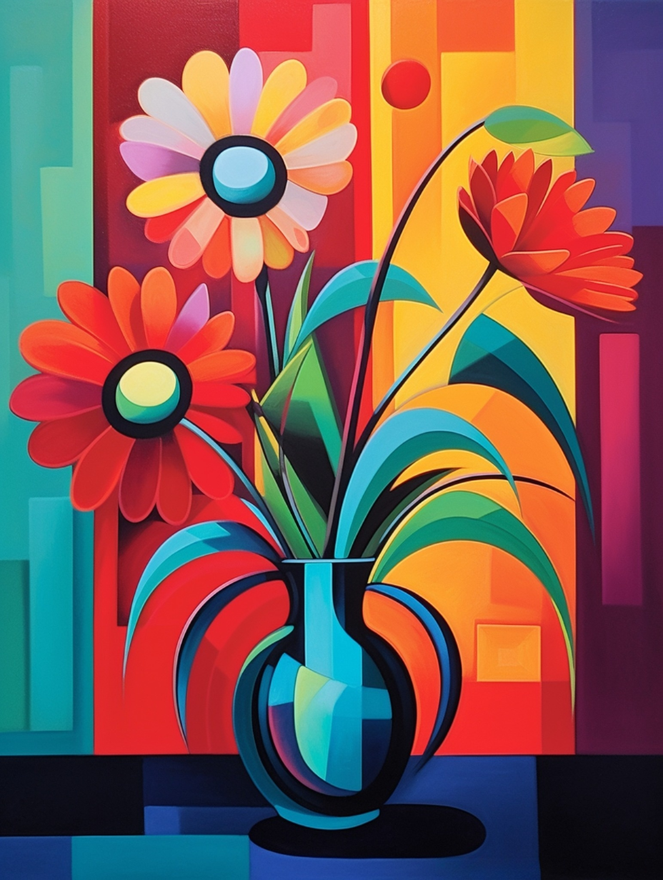 Abstract Daisy Vase Diamond Art Kit