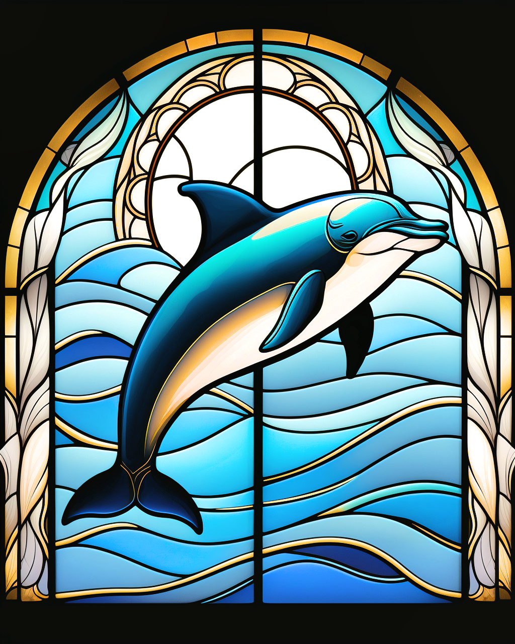 Abstract Dark Blue Dolphin Diamond Art Kit