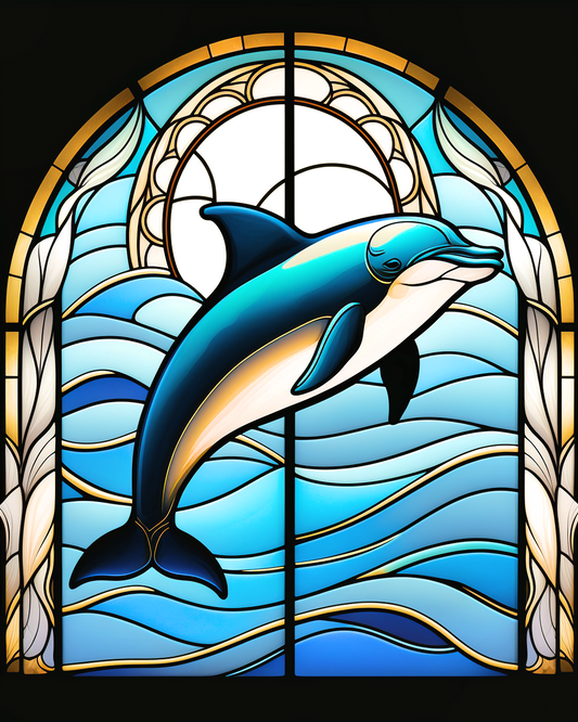 Abstract Dark Blue Dolphin Diamond Art Kit