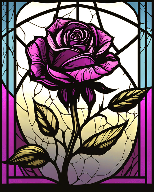 Abstract Dark Purple Rose Diamond Art Kit