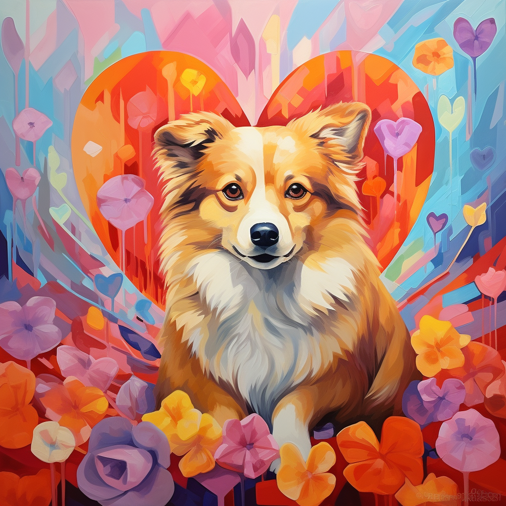 Abstract Dog and Flowers Diamond Art Kit