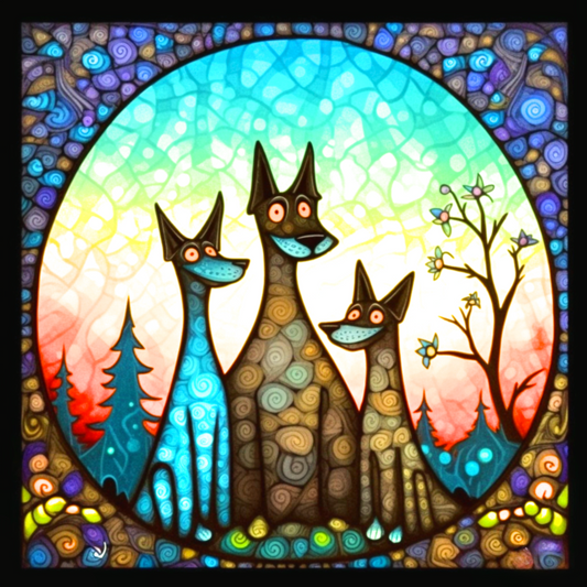 Abstract Dog Family Diamond Art Kit