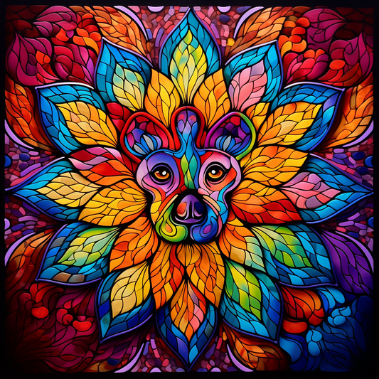 Abstract Dog Flower Diamond Art Kit