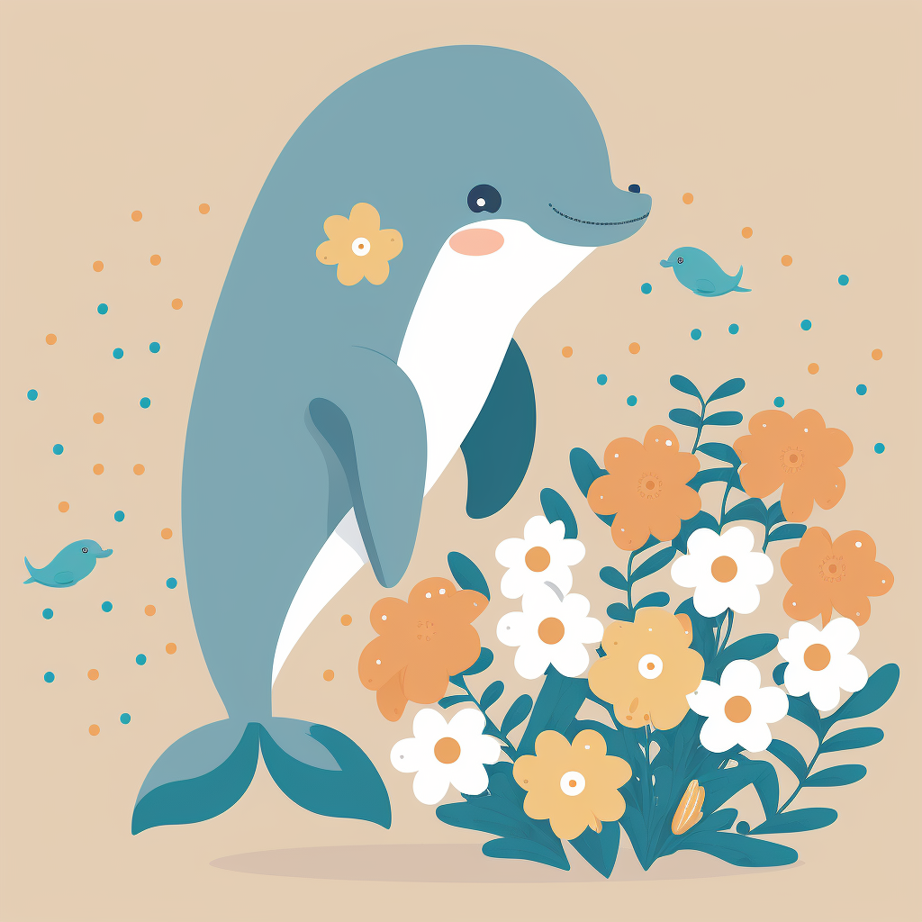 Abstract Dolphin and Flowers Diamond Art Kit