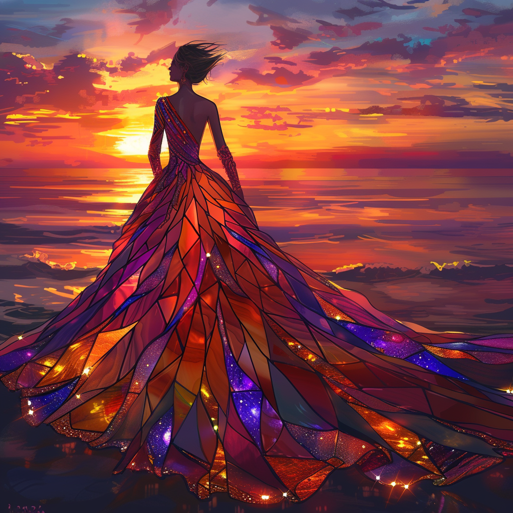 Abstract Dress Woman at Sunset Diamond Art Kit