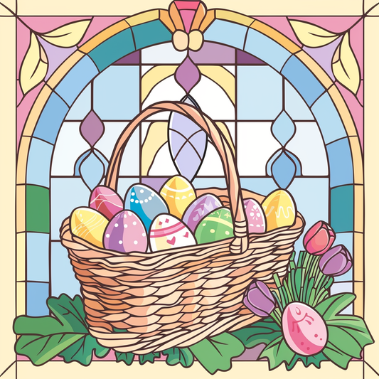 Abstract Easter Basket of Eggs Diamond Art Kit