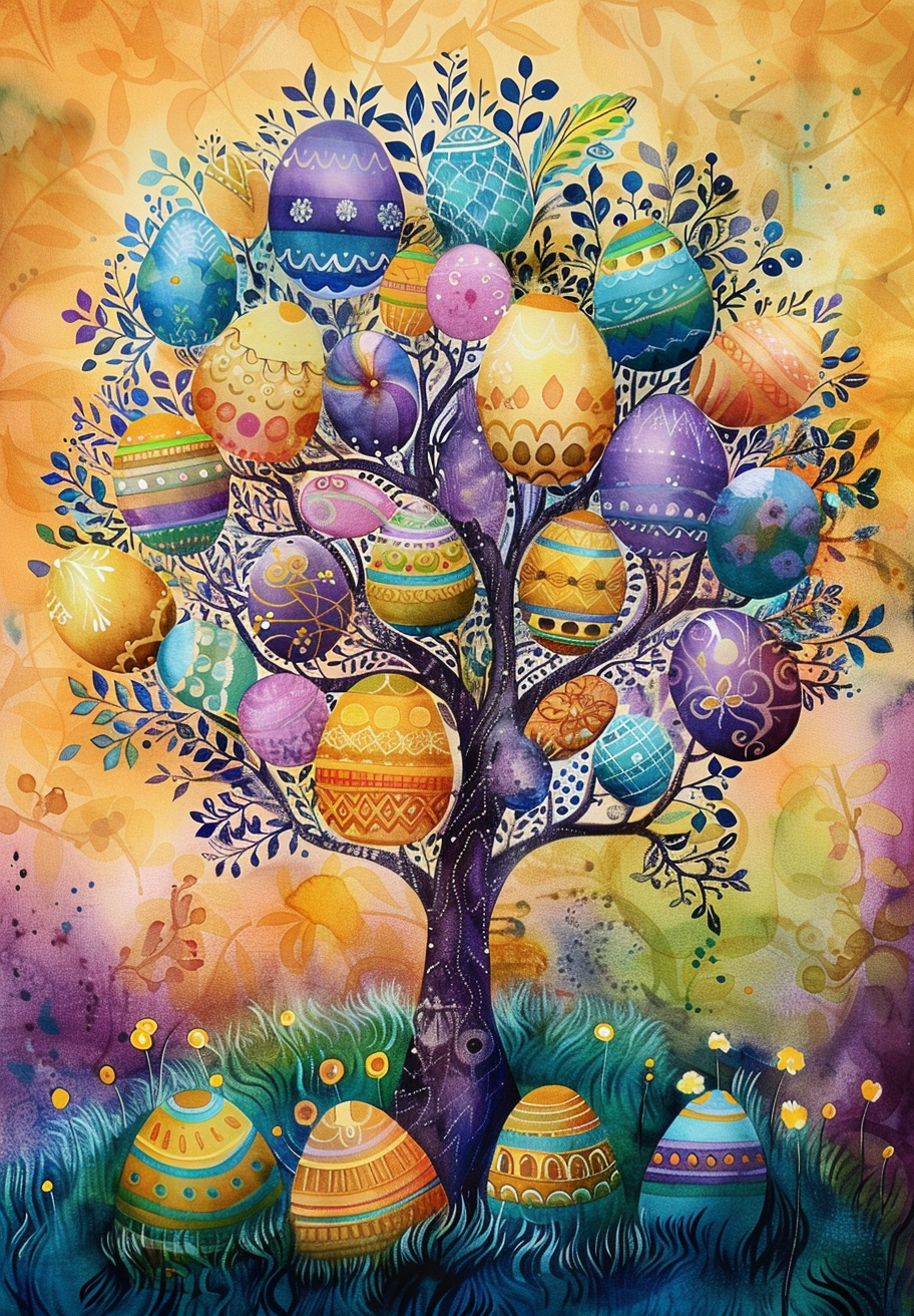 Abstract Easter Egg Tree Diamond Art Kit