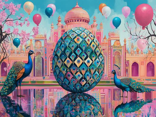 Abstract Egg and Peacocks Diamond Art Kit