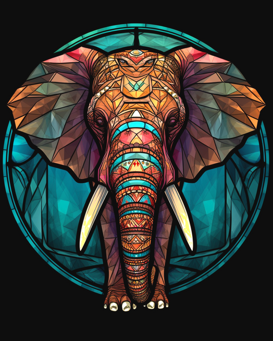 Abstract Elephant Circle Diamond Art Kit
