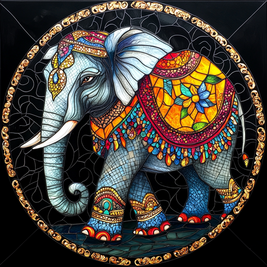 Abstract Elephant Jewel Circle Diamond Art Kit