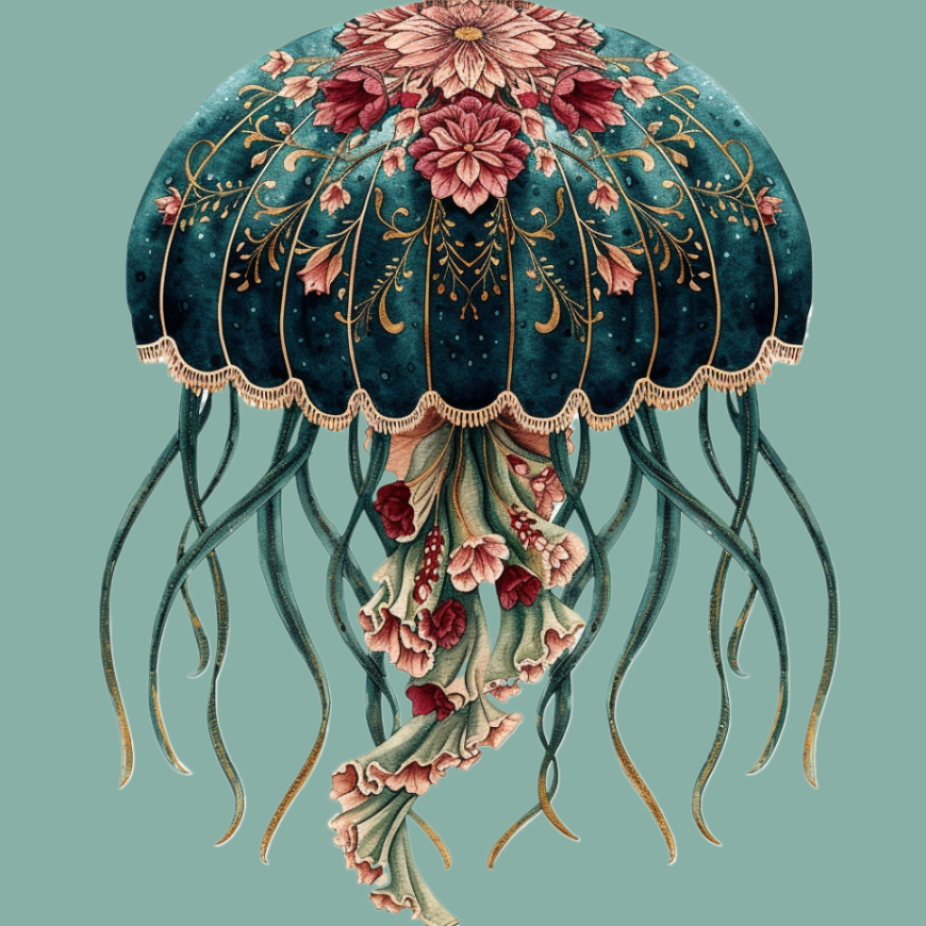Abstract Fabric Jelly Fish Diamond Art Kit