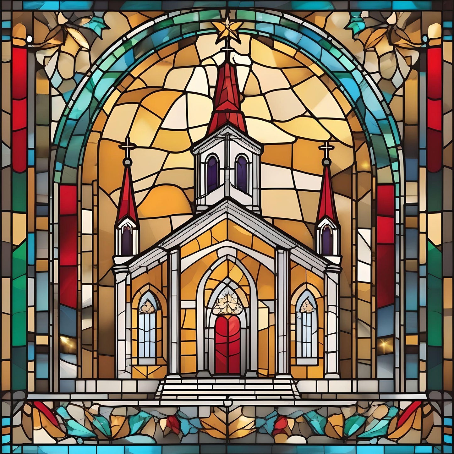 Abstract Fall Church Diamond Art Kit