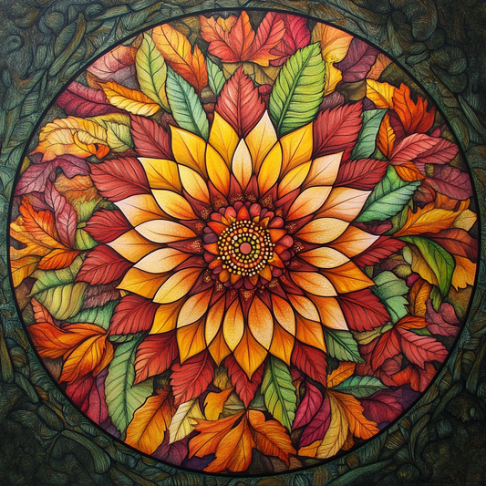 Abstract Fall Sunflower Mandala Diamond Art Kit