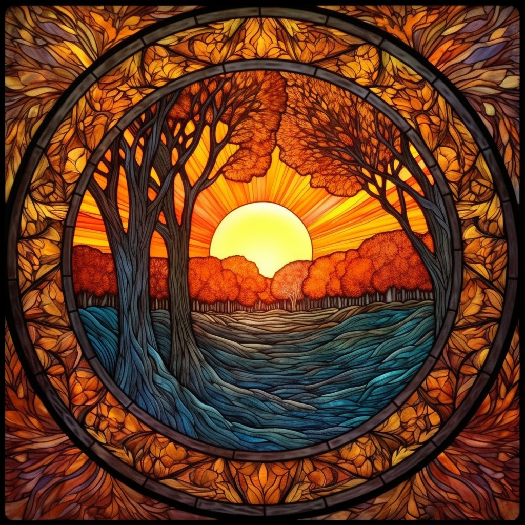 Abstract Fall Sunset Circle Diamond Art Kit