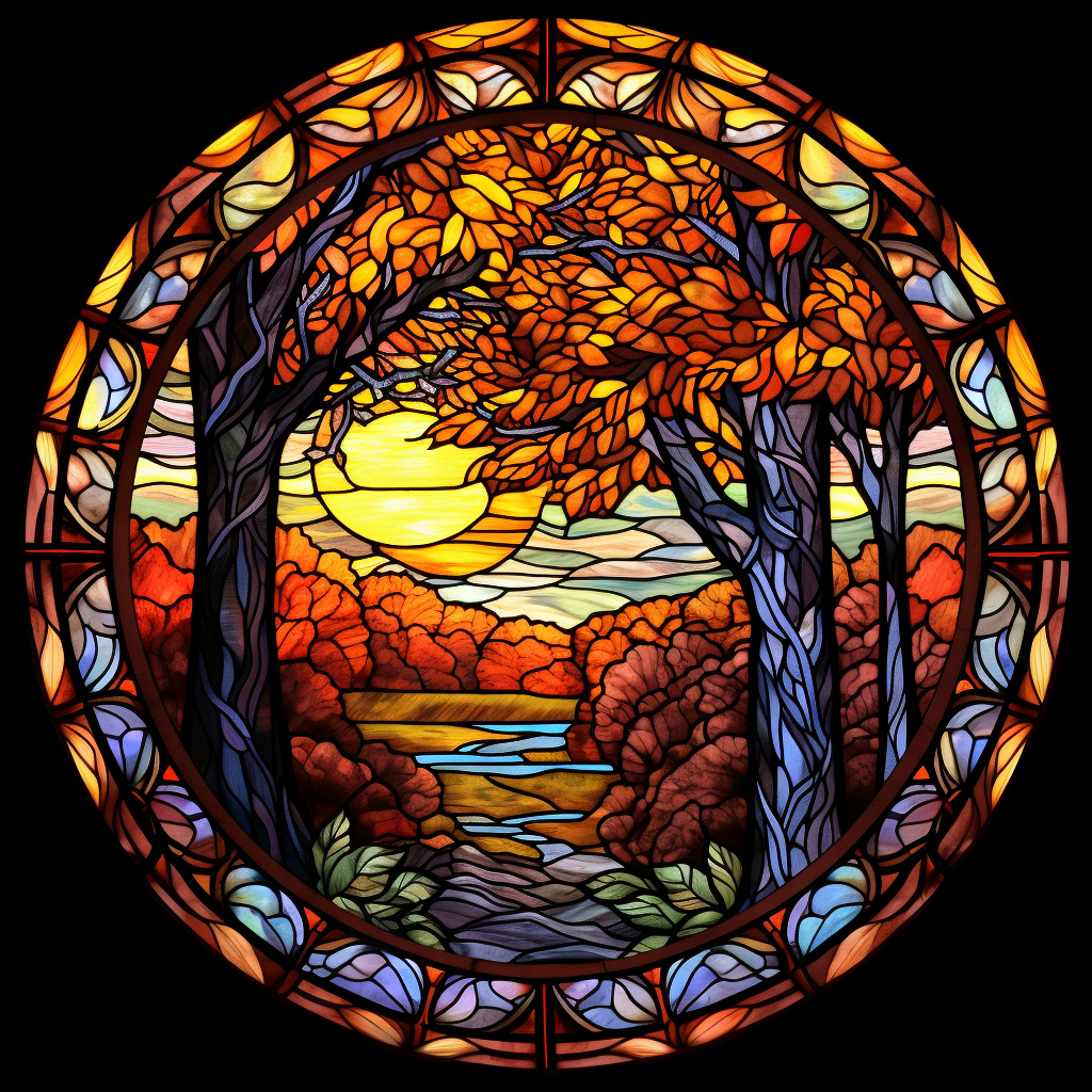 Abstract Fall Trees Circle Diamond Art Kit