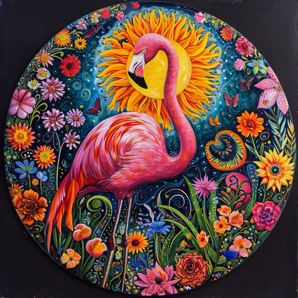 Abstract Flamingo Circle Diamond Art Kit
