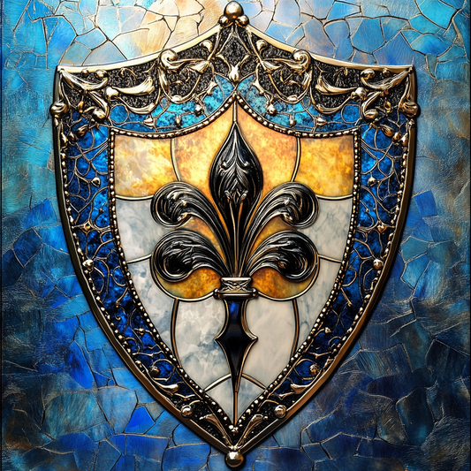 Abstract Fleur De Lis Shield Diamond Art Kit