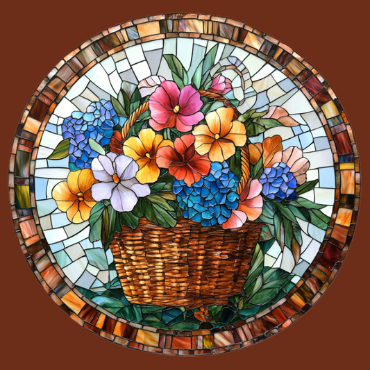 Abstract Flower Basket Circle Diamond Art Kit