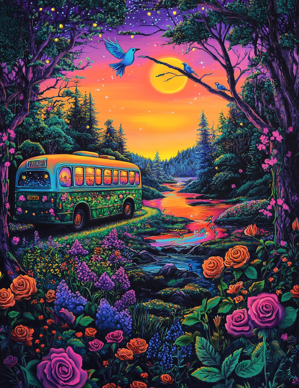 Abstract Flower Bus Diamond Art Kit