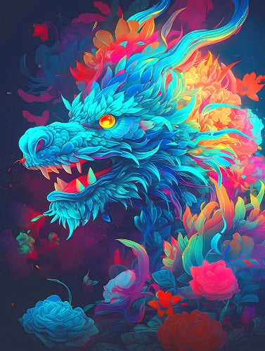 Abstract Flowered Dragon Diamond Art Kit