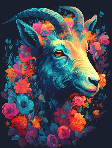 Abstract Flowered Goat Diamond Art Kit