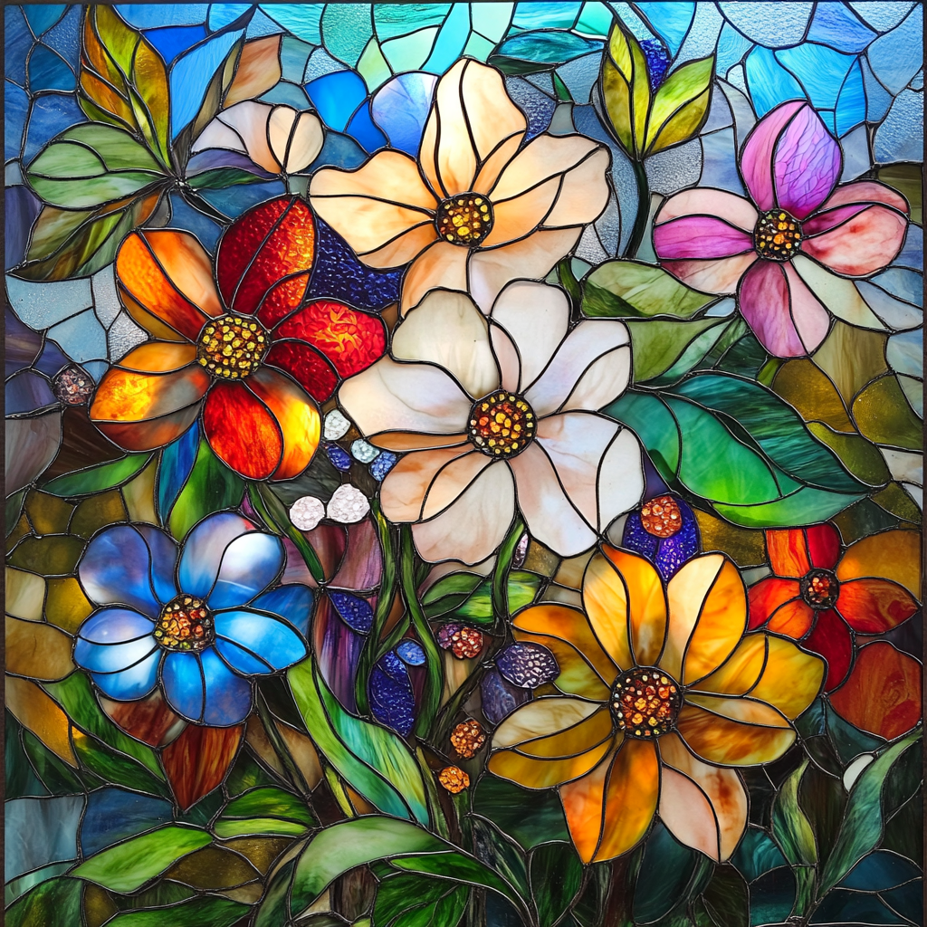 Abstract Flower Garden Square Diamond Art Kit