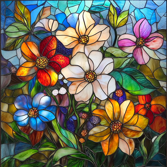 Abstract Flower Garden Square Diamond Art Kit